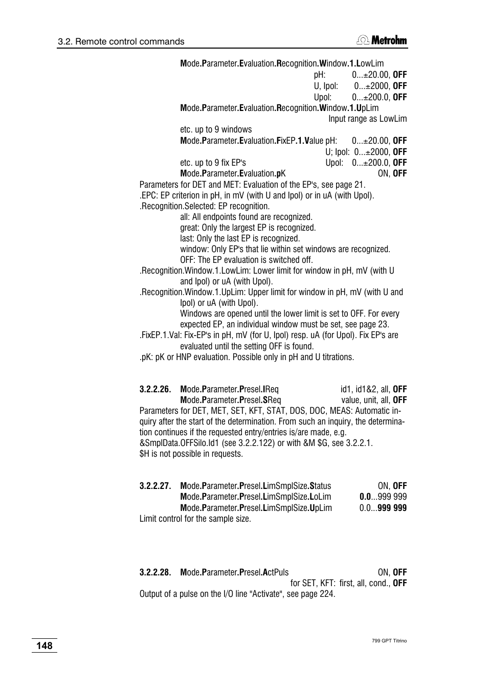 Metrohm 799 GPT Titrino User Manual | Page 152 / 242
