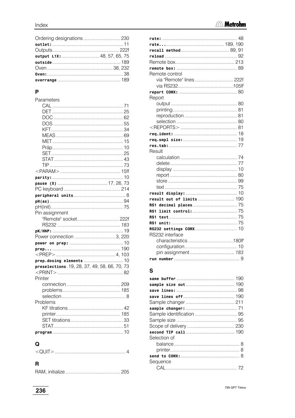 Metrohm 799 GPT Titrino User Manual | Page 240 / 242