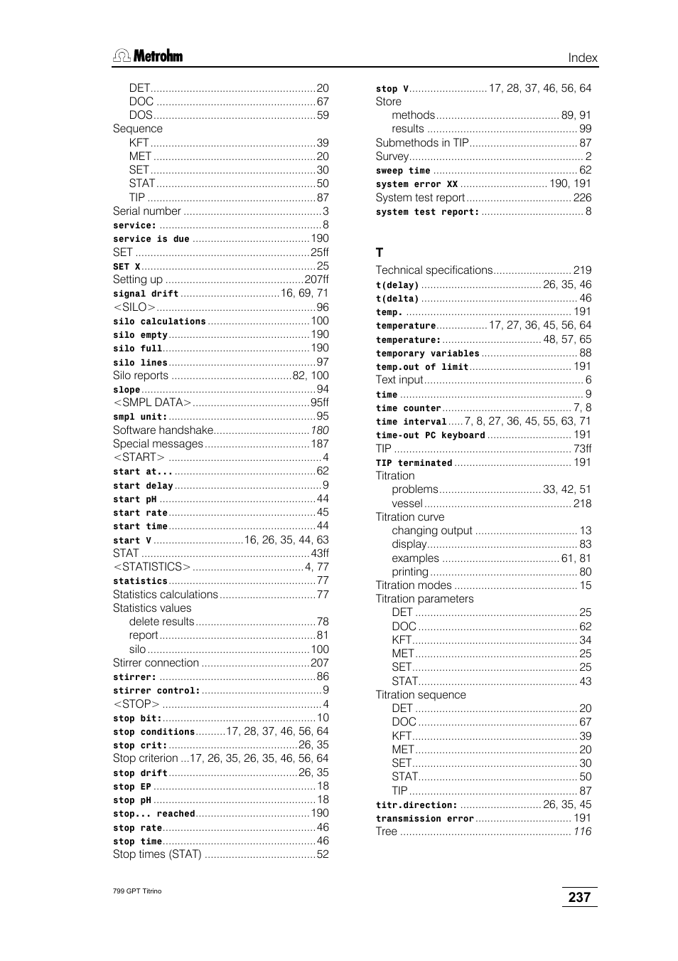 Metrohm 799 GPT Titrino User Manual | Page 241 / 242