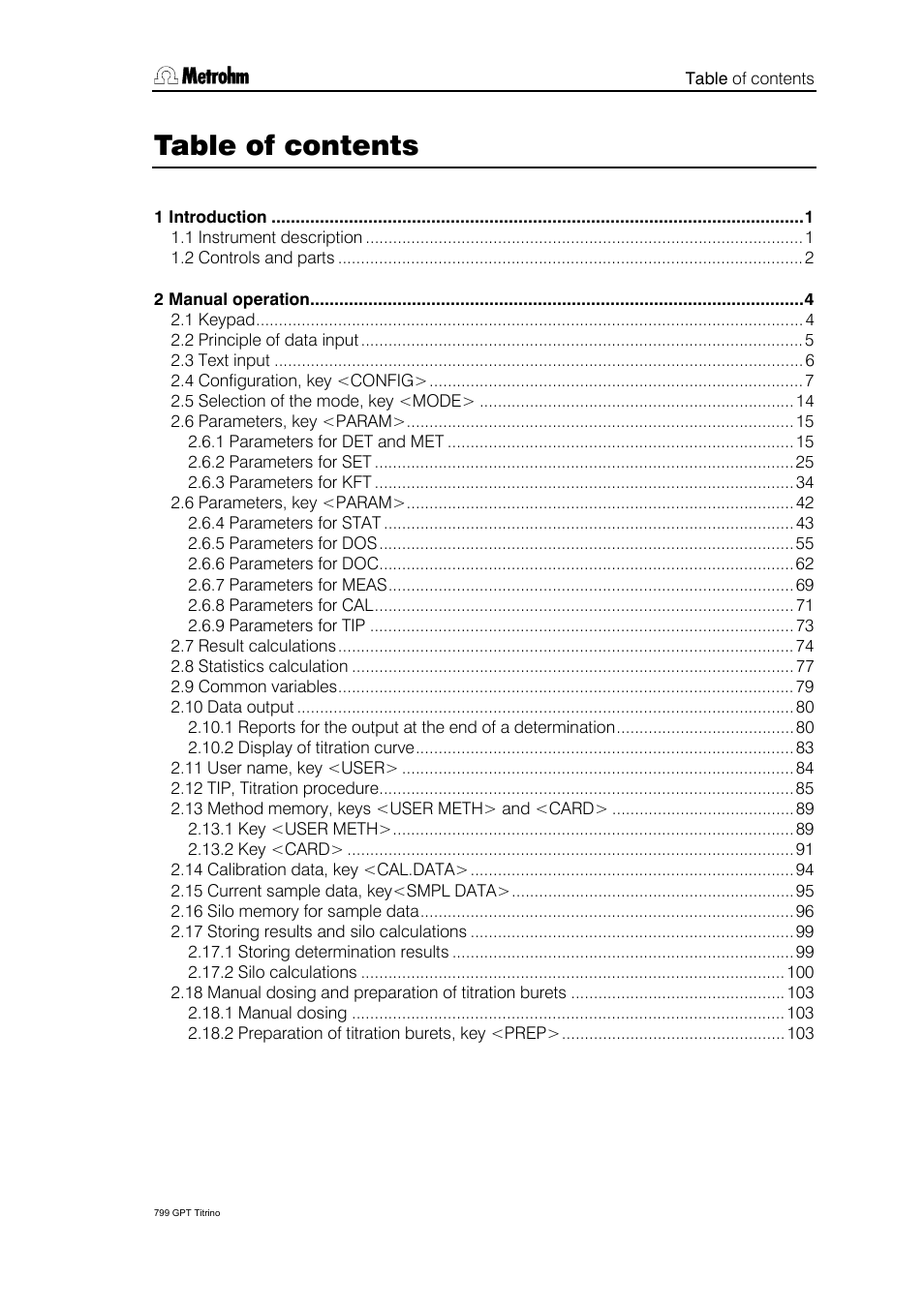 Metrohm 799 GPT Titrino User Manual | Page 3 / 242