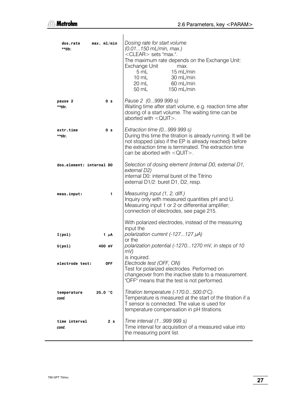 Metrohm 799 GPT Titrino User Manual | Page 31 / 242