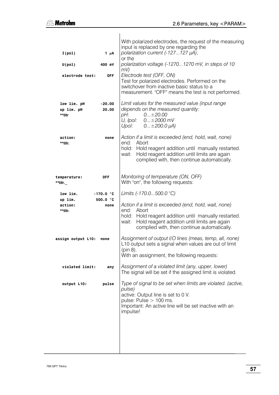 Metrohm 799 GPT Titrino User Manual | Page 61 / 242