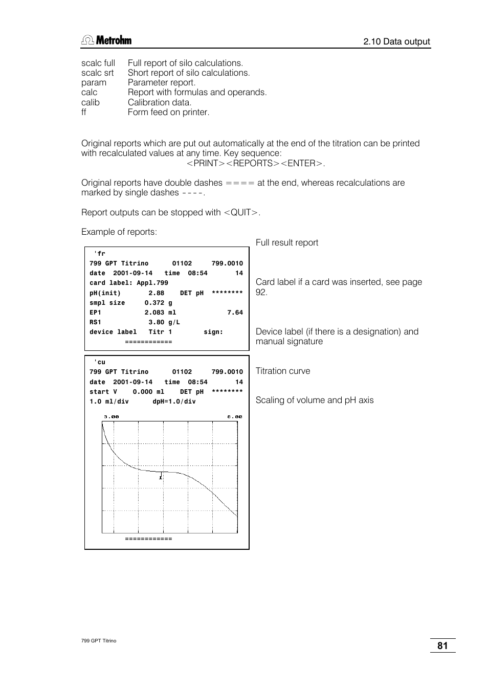 Metrohm 799 GPT Titrino User Manual | Page 85 / 242