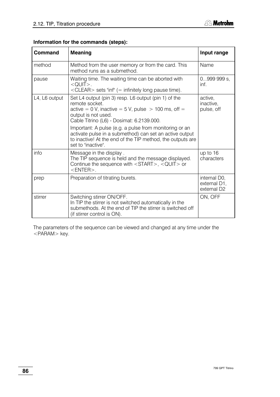 Metrohm 799 GPT Titrino User Manual | Page 90 / 242