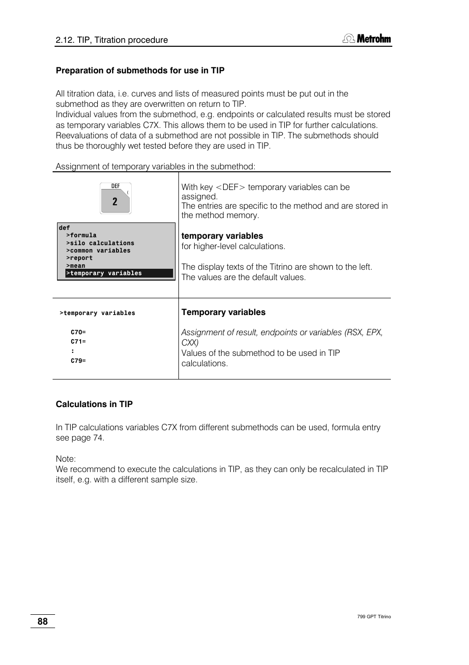 Metrohm 799 GPT Titrino User Manual | Page 92 / 242
