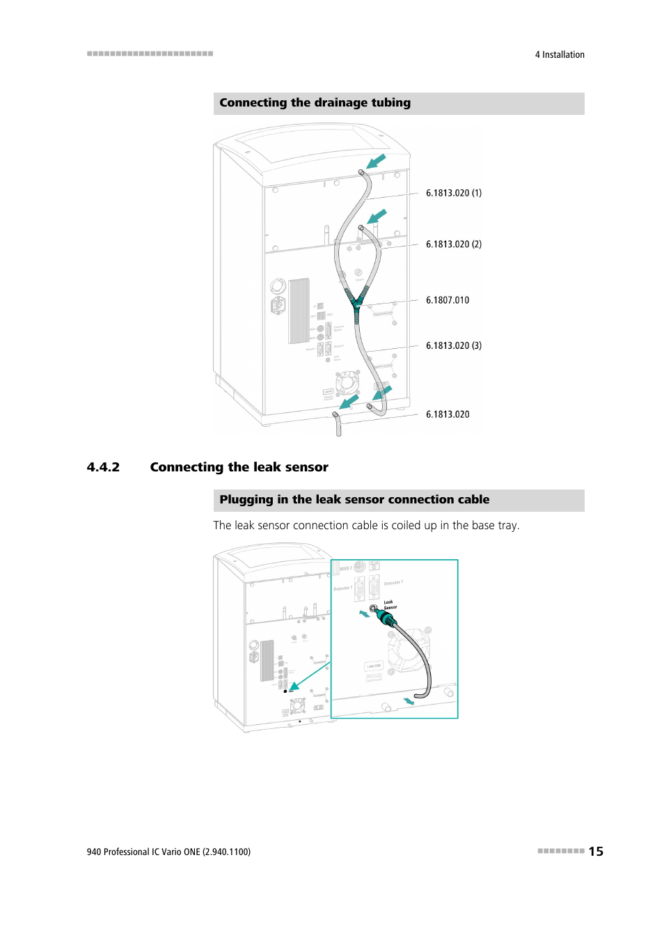 2 connecting the leak sensor, Connecting the leak sensor | Metrohm 940 Professional IC Vario User Manual | Page 23 / 43