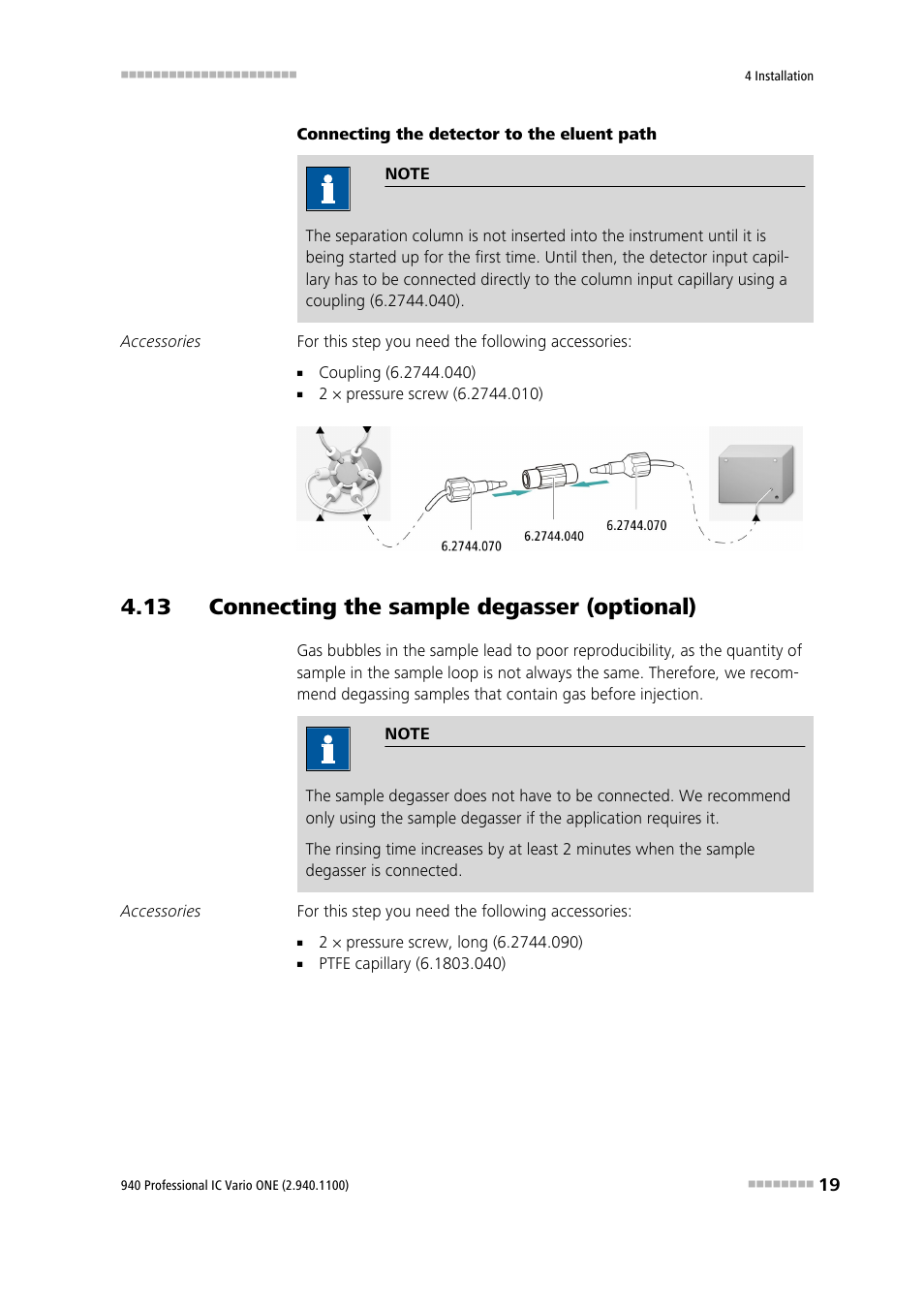 13 connecting the sample degasser (optional) | Metrohm 940 Professional IC Vario User Manual | Page 27 / 43