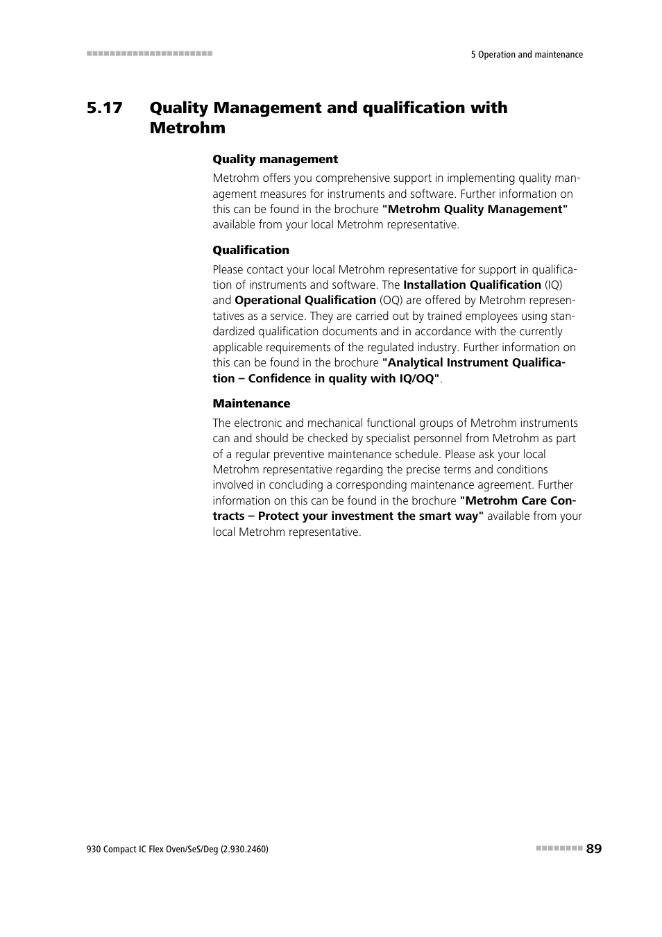 Metrohm 930 Compact IC Flex Oven/SeS/Deg User Manual | Page 97 / 113