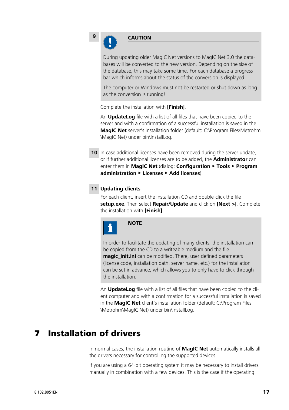 7 installation of drivers | Metrohm MagIC Net 3.0 User Manual | Page 17 / 20