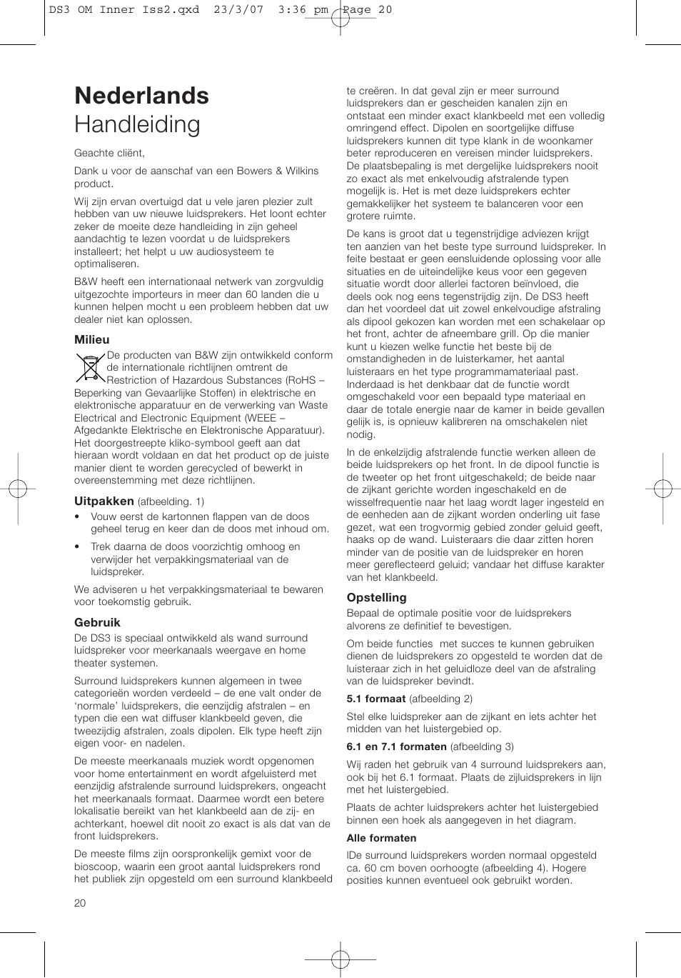 Nederlands handleiding | Bowers & Wilkins DS3 User Manual | Page 23 / 48