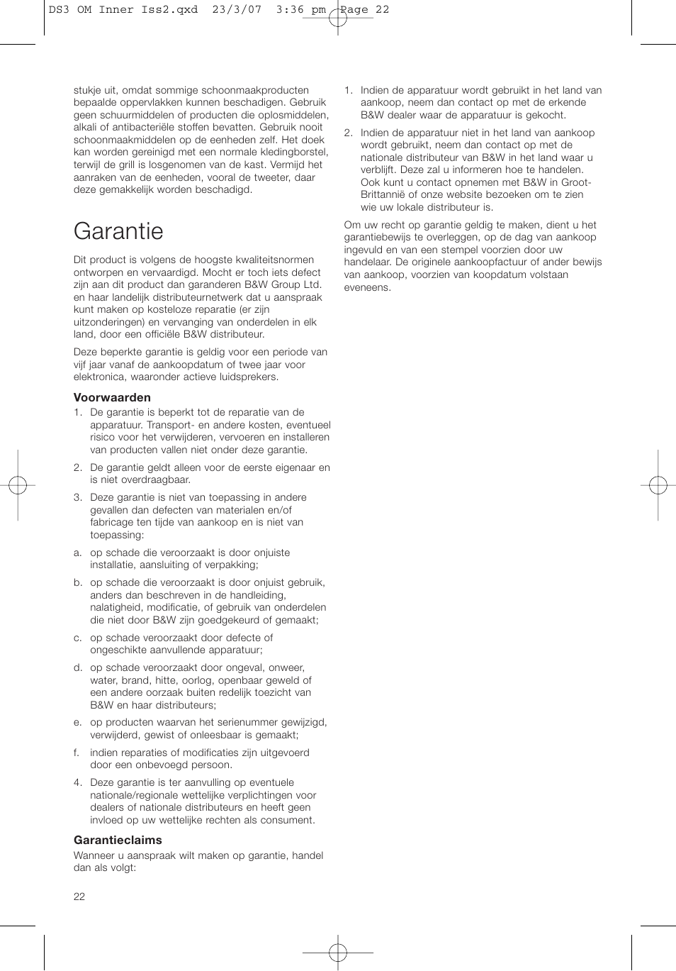Garantie | Bowers & Wilkins DS3 User Manual | Page 25 / 48