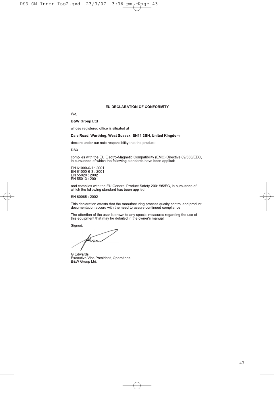 Bowers & Wilkins DS3 User Manual | Page 46 / 48