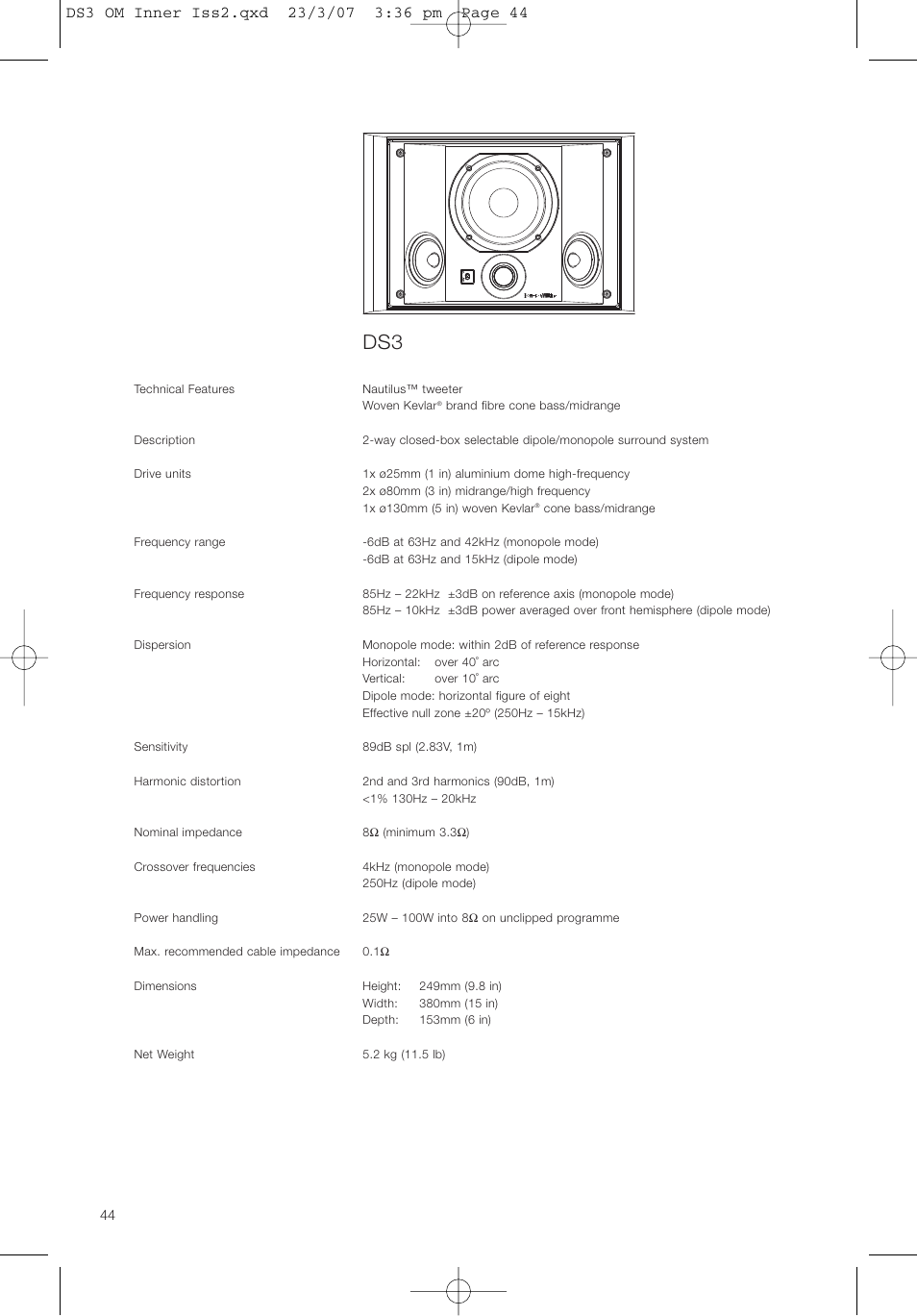 Bowers & Wilkins DS3 User Manual | Page 47 / 48