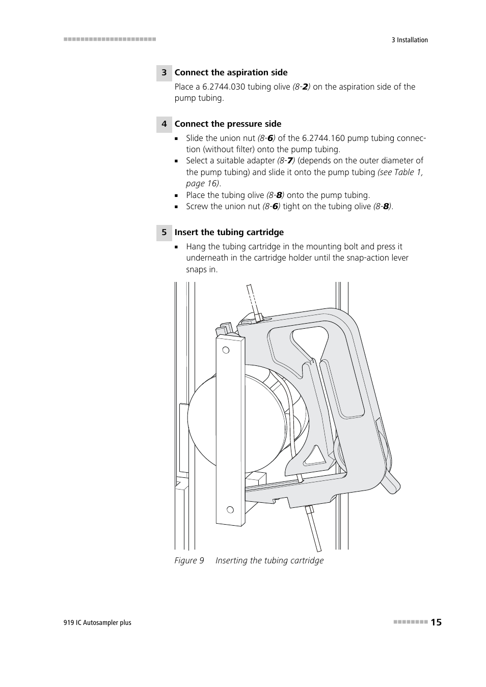 Figure 9, Inserting the tubing cartridge | Metrohm 919 IC Autosampler plus User Manual | Page 23 / 48