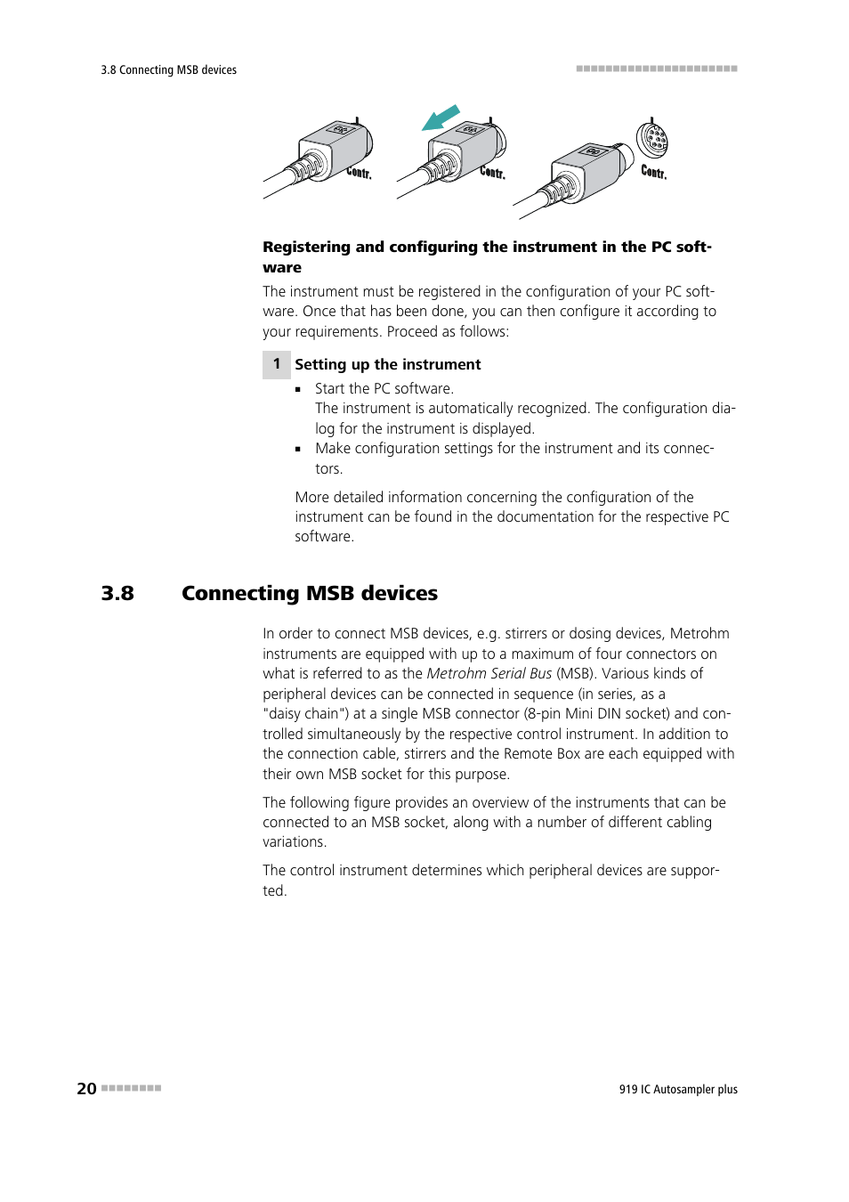 8 connecting msb devices, Connecting msb devices | Metrohm 919 IC Autosampler plus User Manual | Page 28 / 48