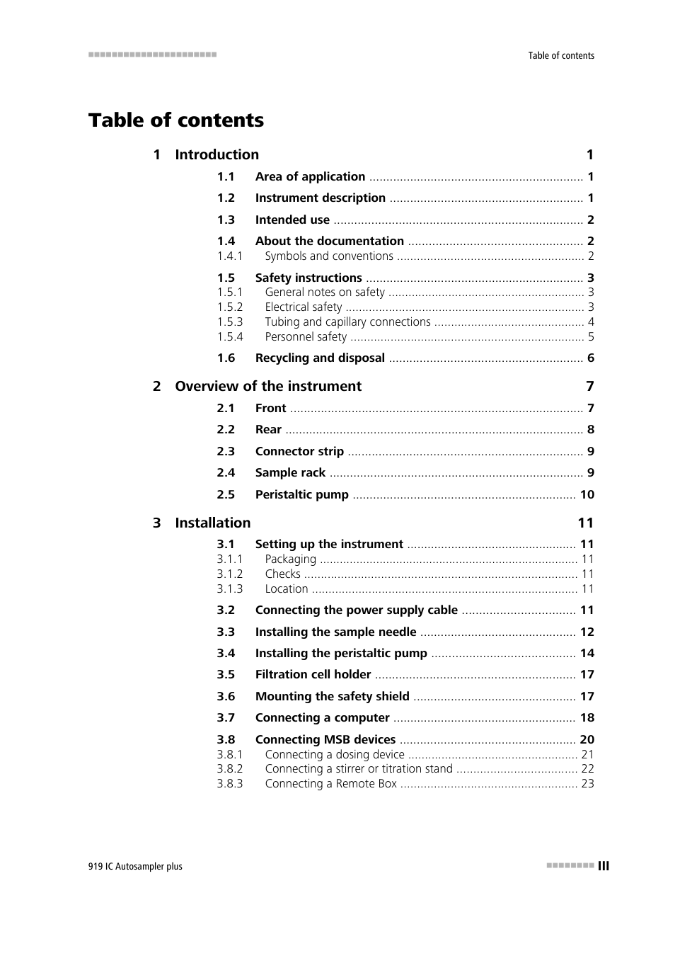 Metrohm 919 IC Autosampler plus User Manual | Page 5 / 48