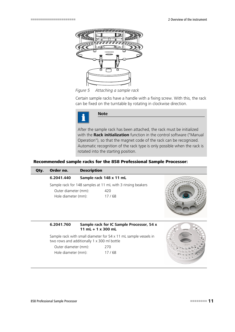Figure 5, Attaching a sample rack | Metrohm 858 Professional Sample Processor User Manual | Page 19 / 105