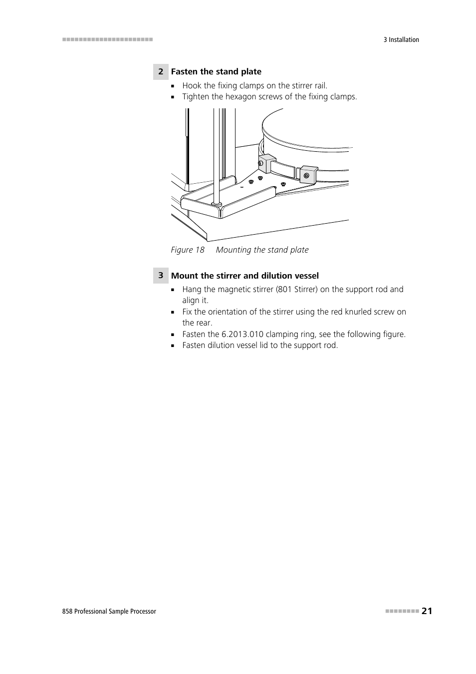 Figure 18, Mounting the stand plate | Metrohm 858 Professional Sample Processor User Manual | Page 29 / 105
