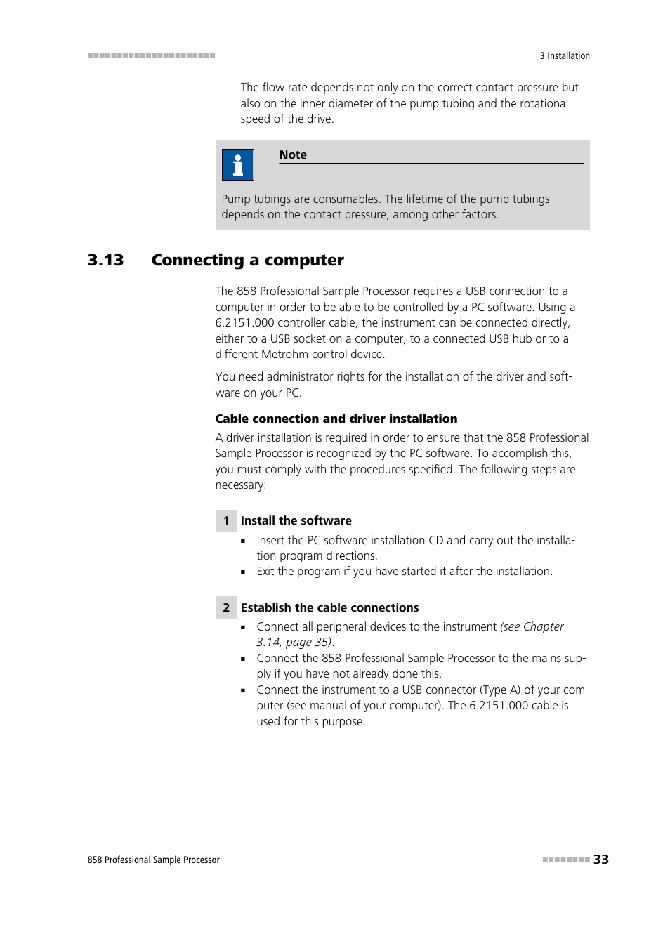 13 connecting a computer | Metrohm 858 Professional Sample Processor User Manual | Page 41 / 105