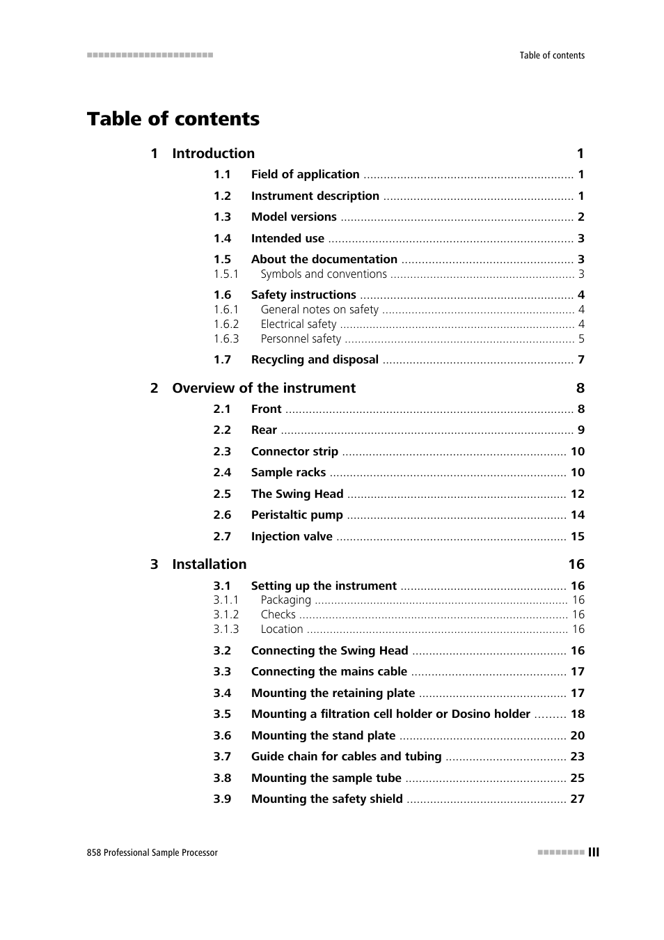 Metrohm 858 Professional Sample Processor User Manual | Page 5 / 105