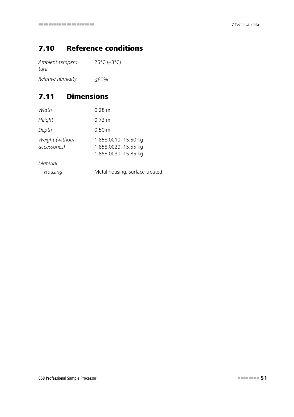 10 reference conditions, 11 dimensions | Metrohm 858 Professional Sample Processor User Manual | Page 59 / 105