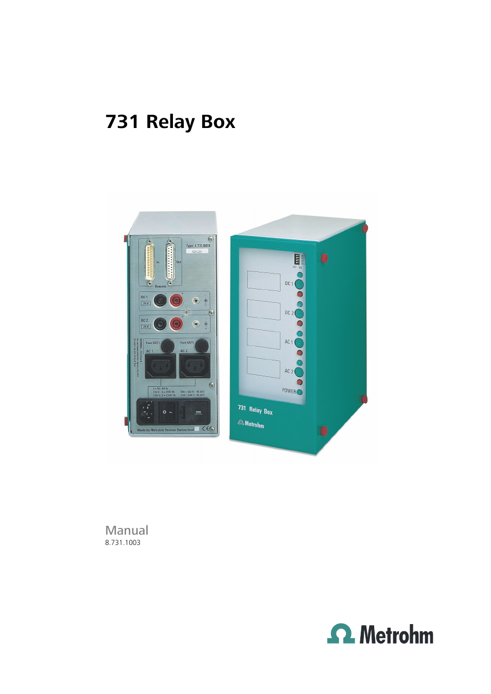 Metrohm 731 Relay Box User Manual | 35 pages