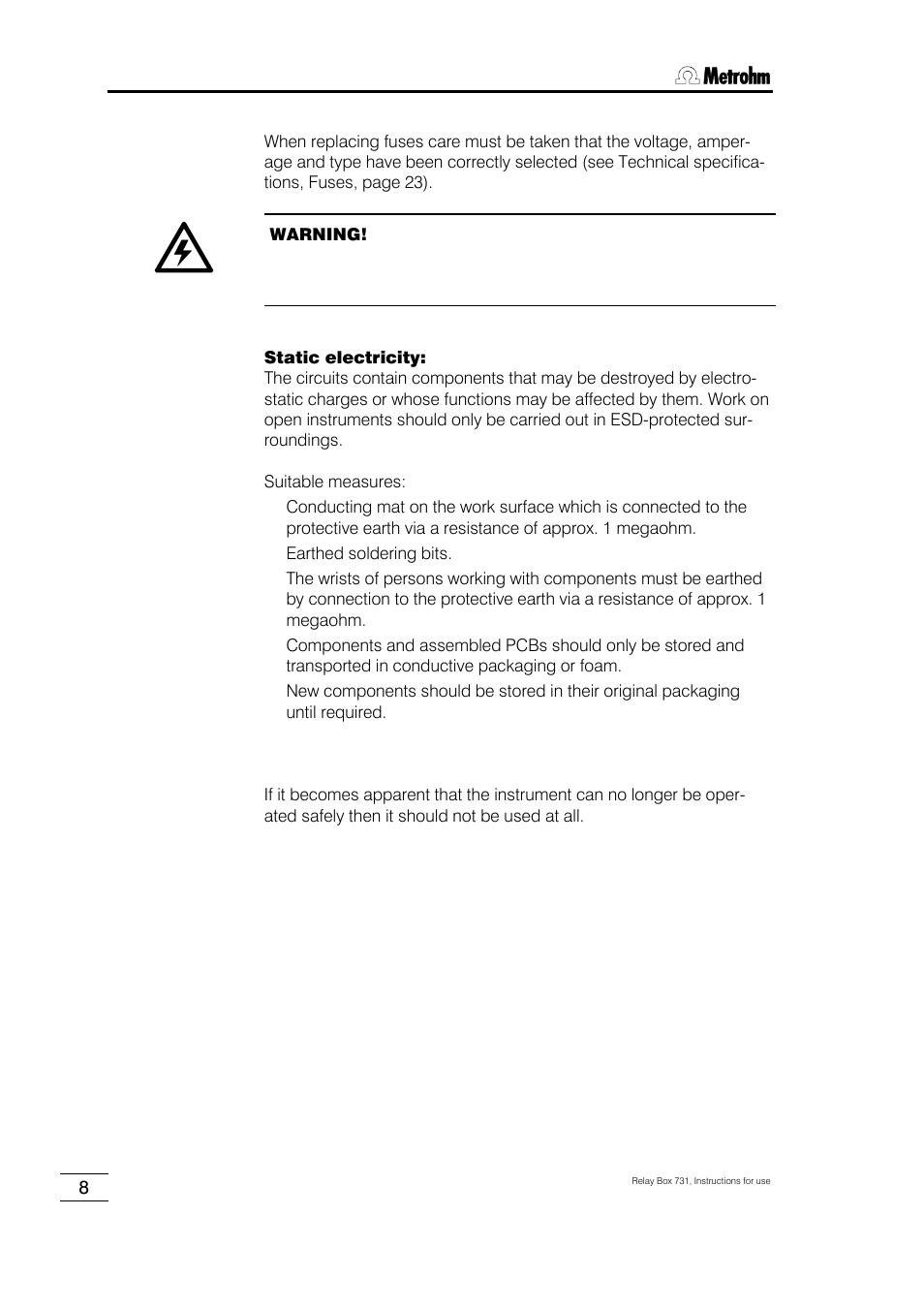 Metrohm 731 Relay Box User Manual | Page 14 / 35