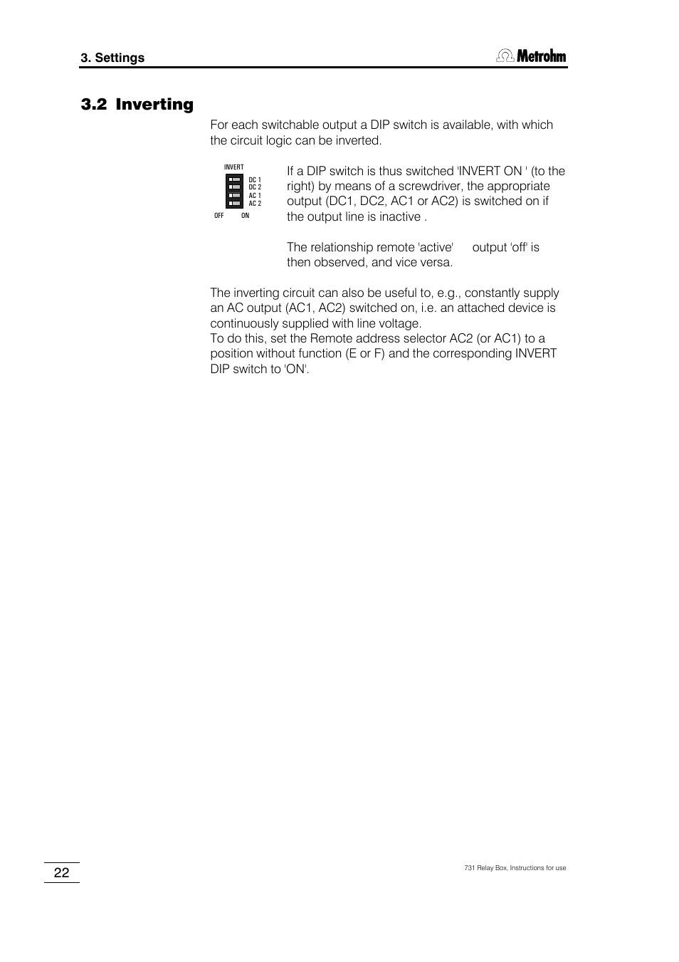 2 inverting | Metrohm 731 Relay Box User Manual | Page 28 / 35