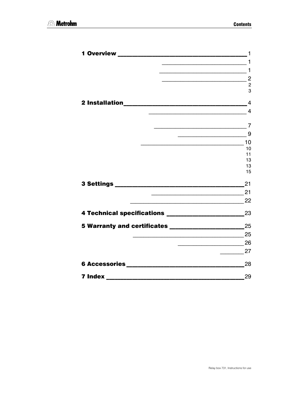 Metrohm 731 Relay Box User Manual | Page 5 / 35