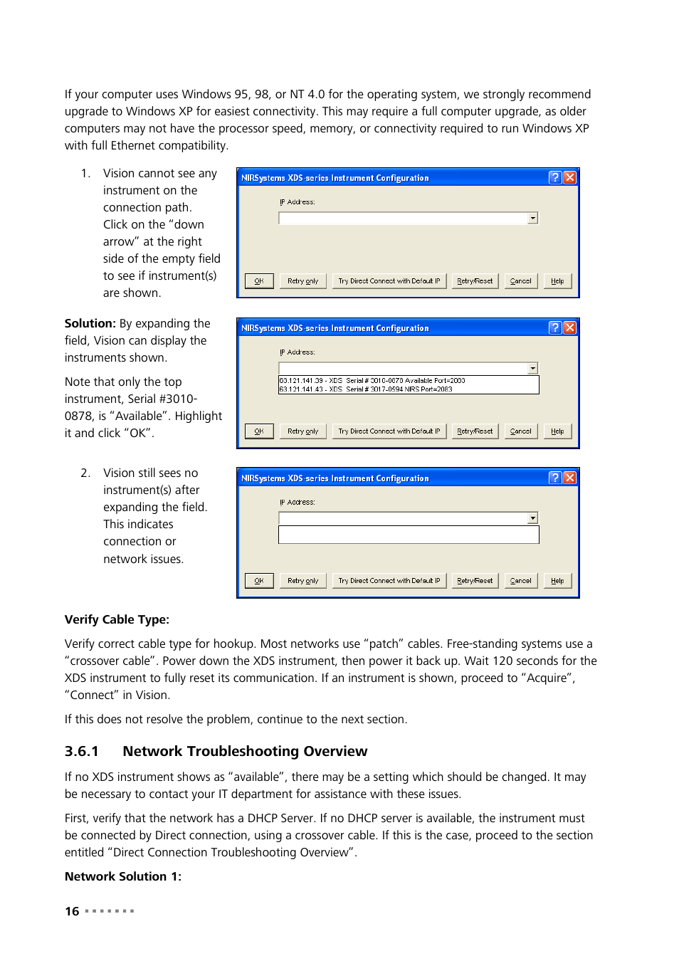 1 network troubleshooting overview, Network troubleshooting overview | Metrohm NIRS XDS MultiVial Analyzer User Manual | Page 18 / 117