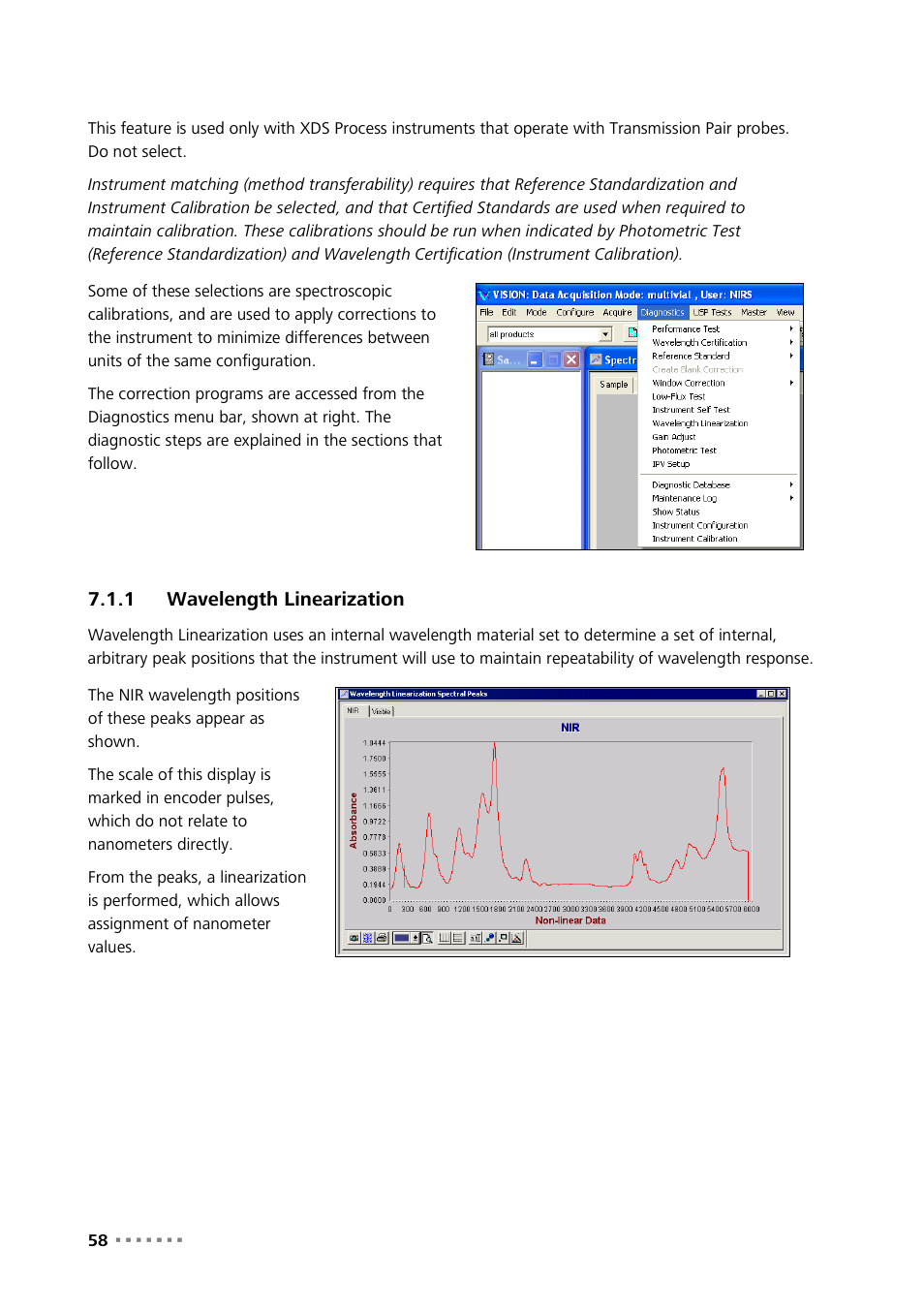 1 wavelength linearization, Wavelength linearization | Metrohm NIRS XDS MultiVial Analyzer User Manual | Page 60 / 117