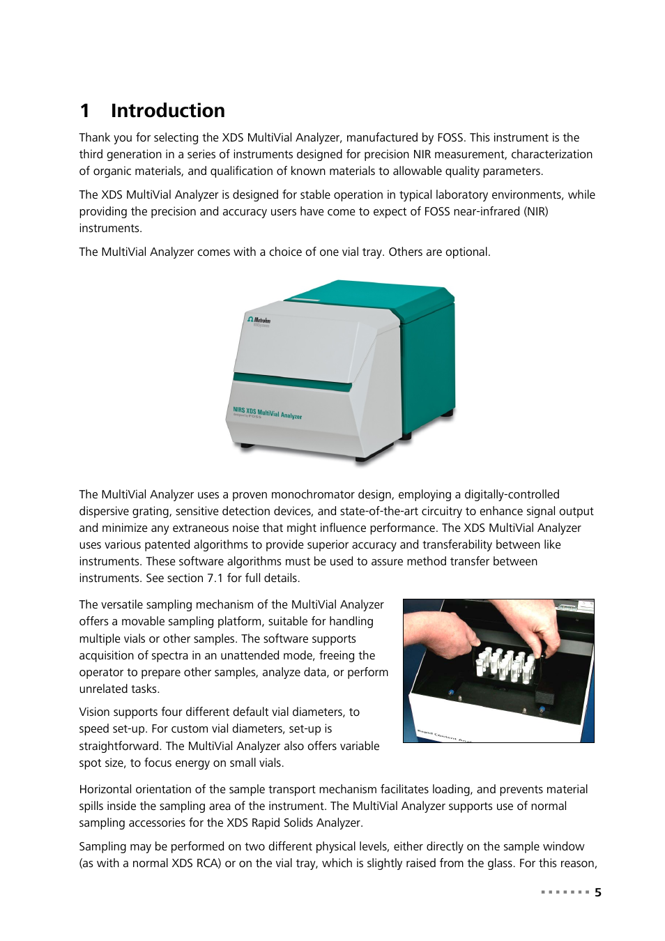 1 introduction, Introduction, 1introduction | Metrohm NIRS XDS MultiVial Analyzer User Manual | Page 7 / 117