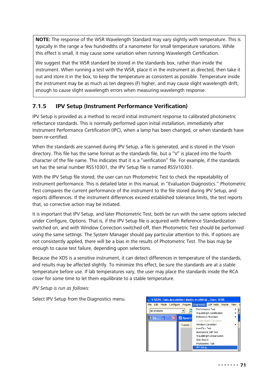 5 ipv setup (instrument performance verification), Ipv setup (instrument performance verification) | Metrohm NIRS XDS MultiVial Analyzer User Manual | Page 73 / 117