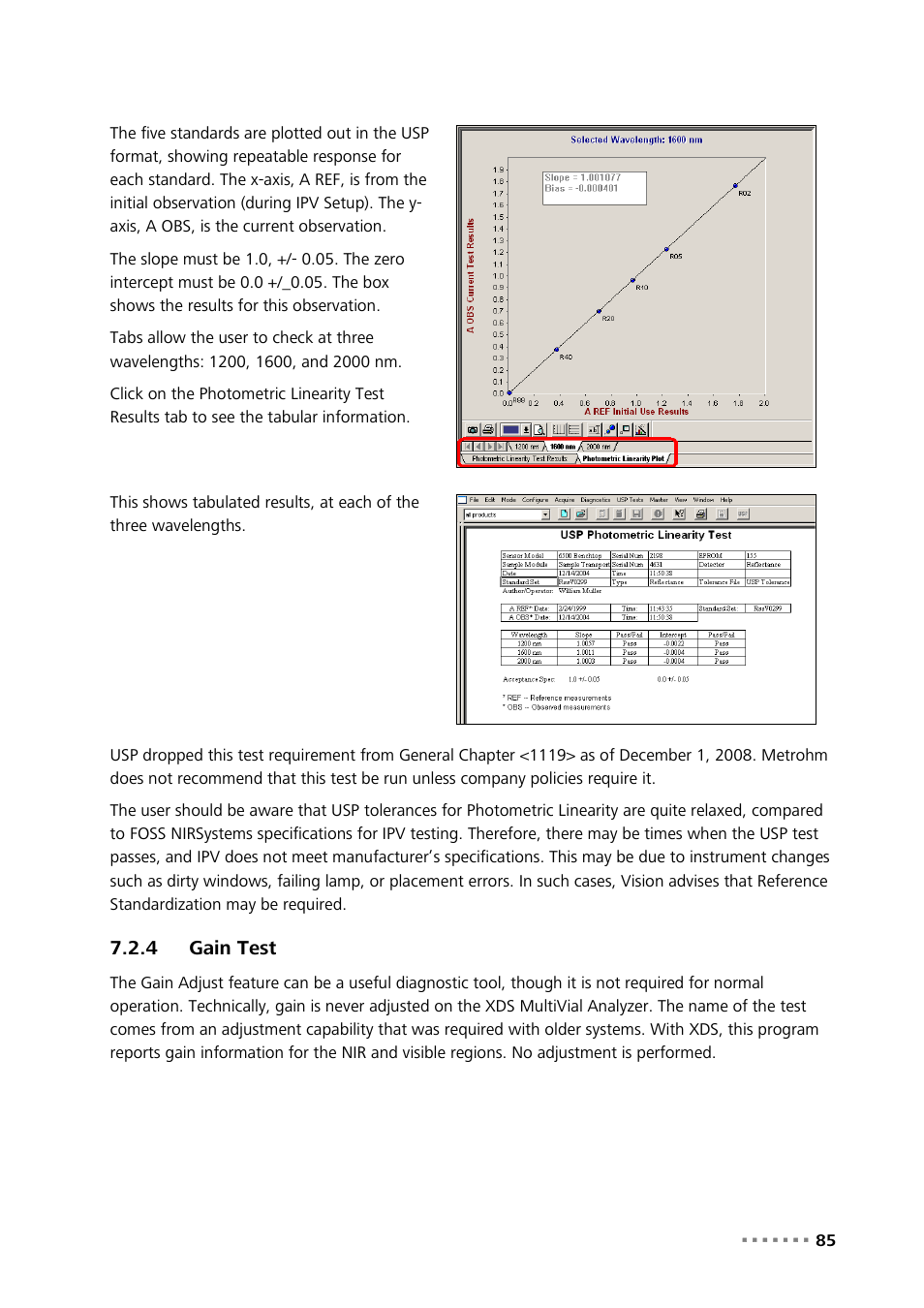 4 gain test, Gain test | Metrohm NIRS XDS MultiVial Analyzer User Manual | Page 87 / 117