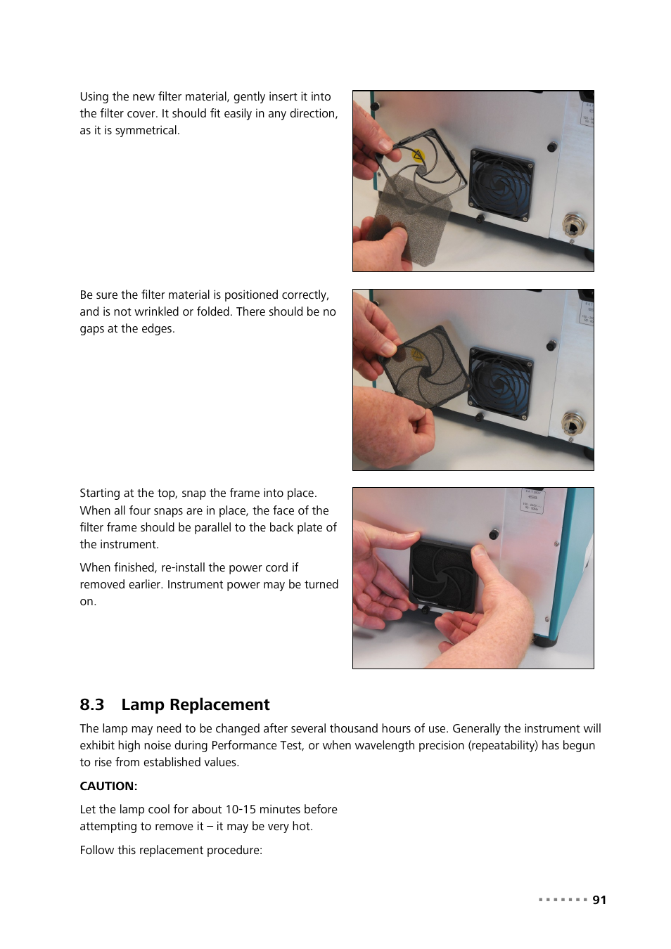 3 lamp replacement, Lamp replacement | Metrohm NIRS XDS MultiVial Analyzer User Manual | Page 93 / 117