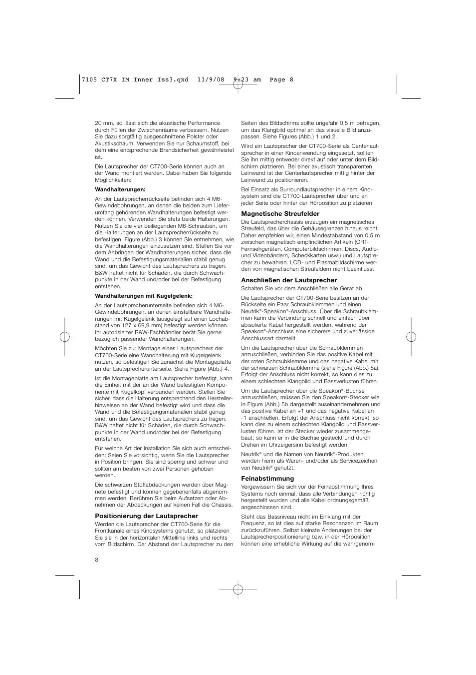 Bowers & Wilkins CT700 SERIES CT7.4 LCRS User Manual | Page 11 / 48