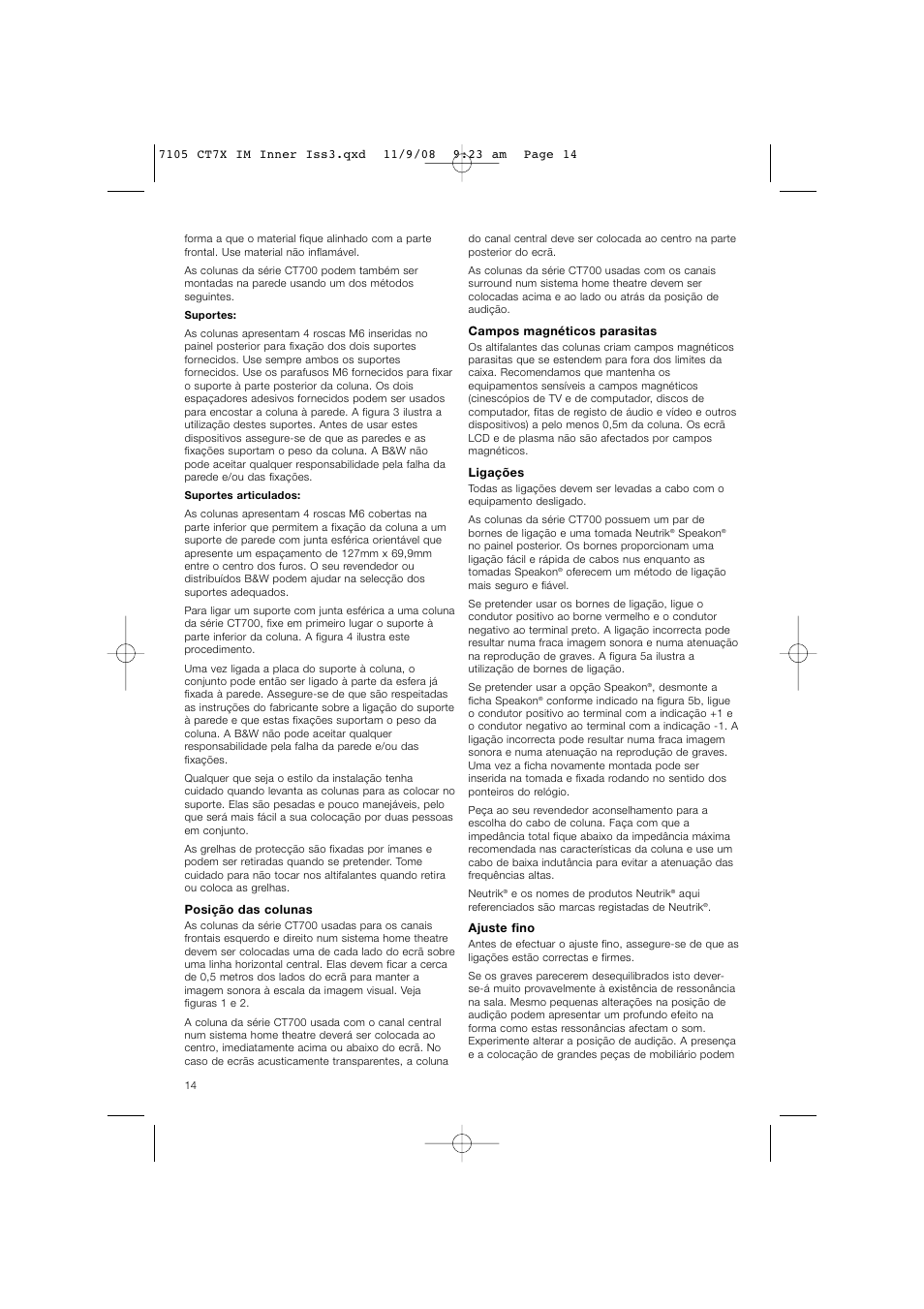 Bowers & Wilkins CT700 SERIES CT7.4 LCRS User Manual | Page 17 / 48