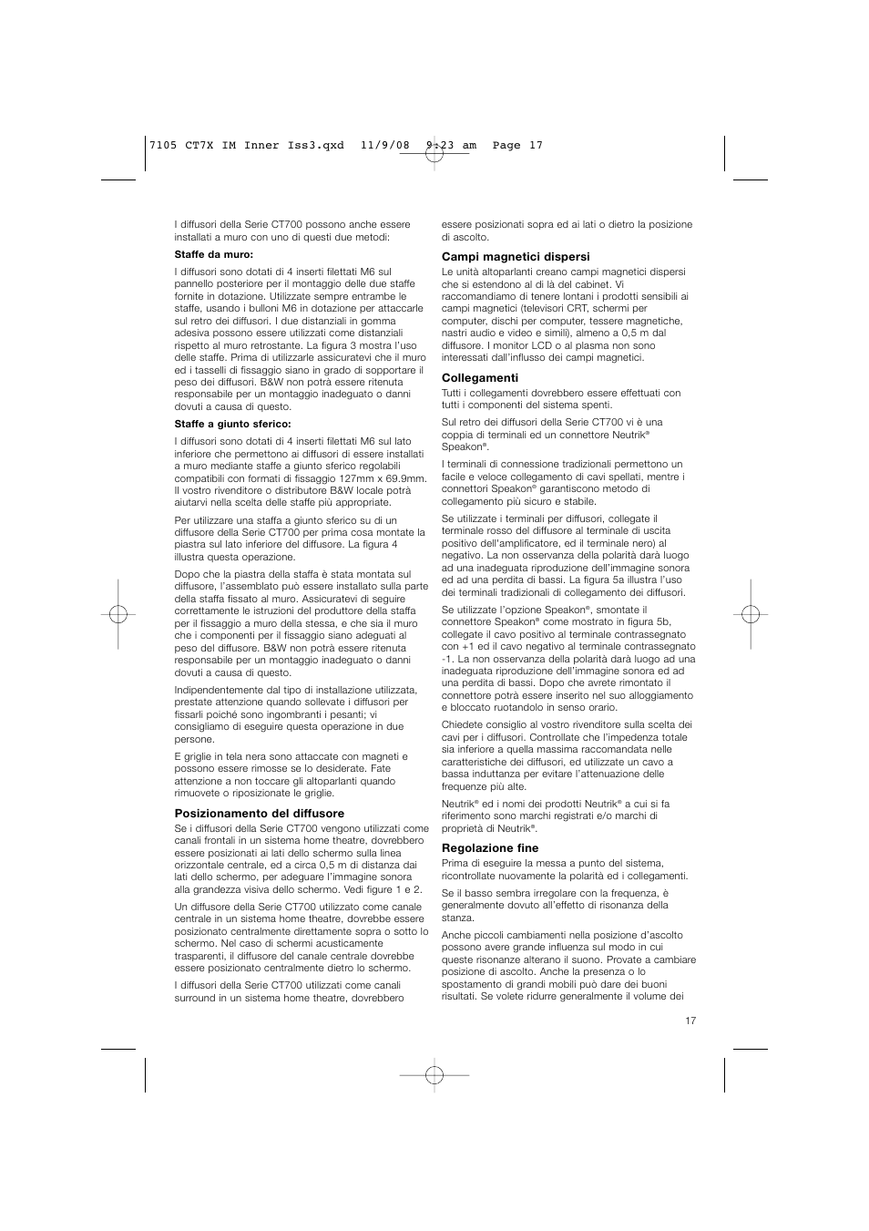 Bowers & Wilkins CT700 SERIES CT7.4 LCRS User Manual | Page 20 / 48