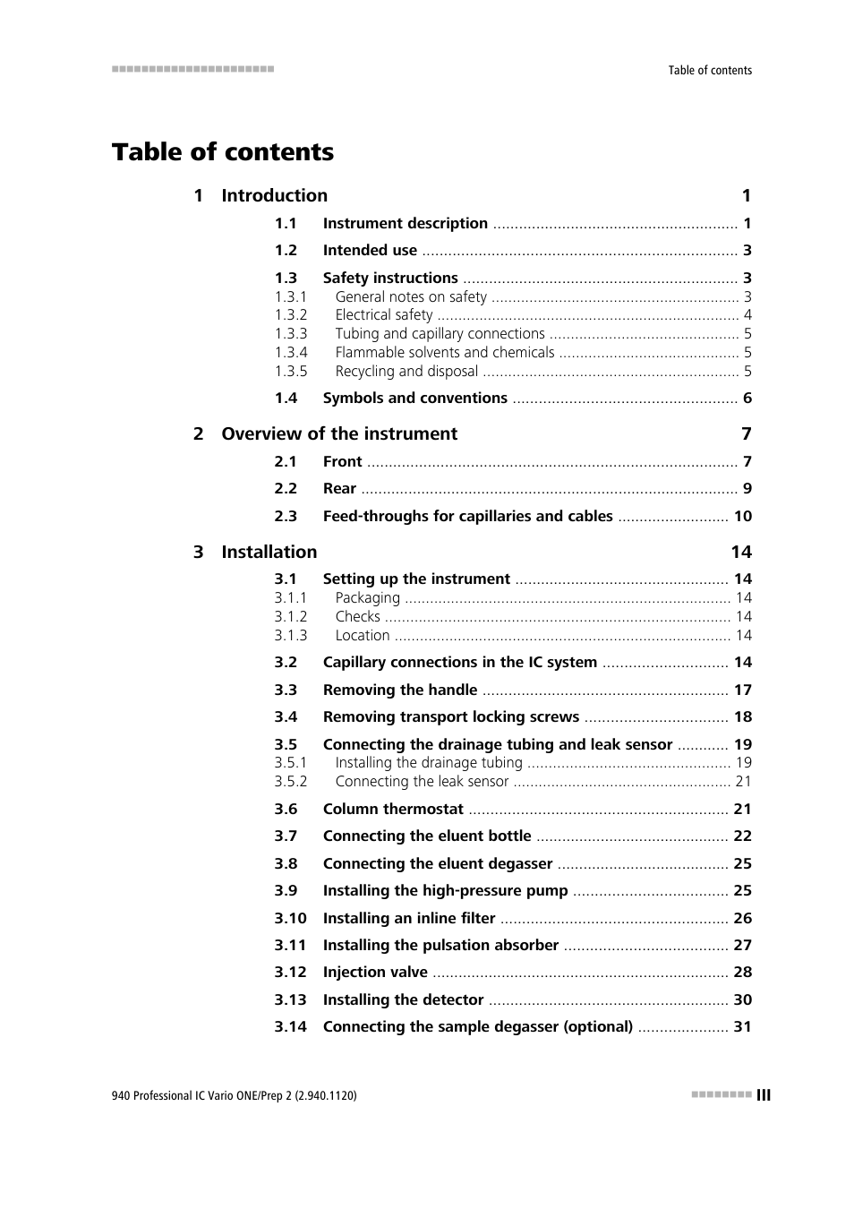 Metrohm 940 Professional IC Vario ONE/Proep 2 User Manual | Page 5 / 103