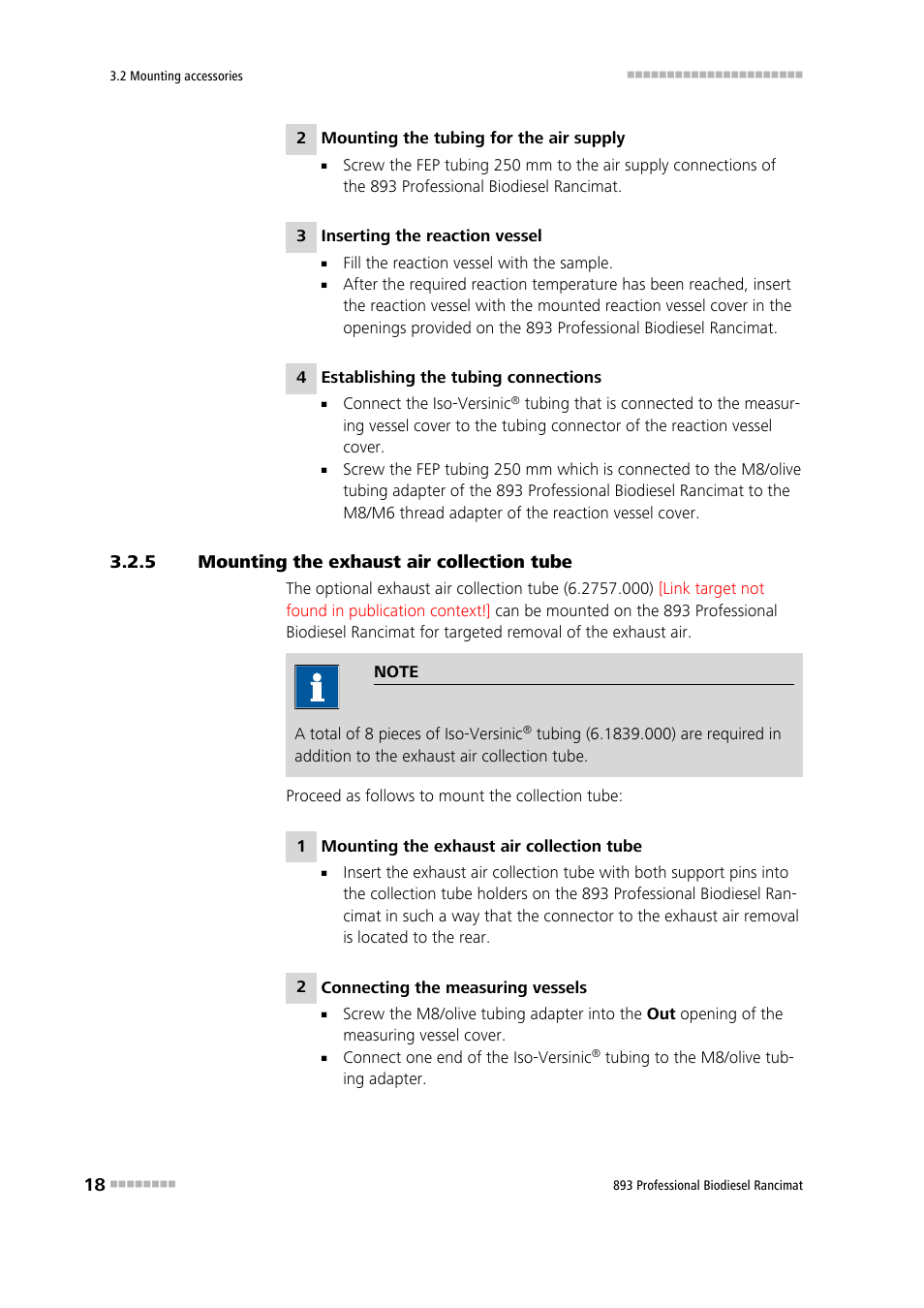 5 mounting the exhaust air collection tube, Mounting the exhaust air collection tube | Metrohm 893 Professional Biodiesel Rancimat User Manual | Page 26 / 60
