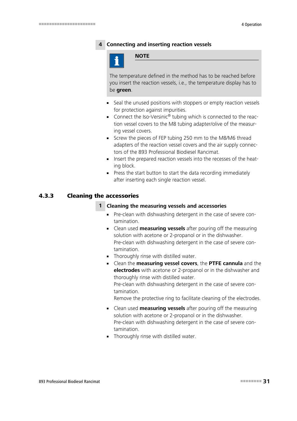 3 cleaning the accessories, Cleaning the accessories | Metrohm 893 Professional Biodiesel Rancimat User Manual | Page 39 / 60