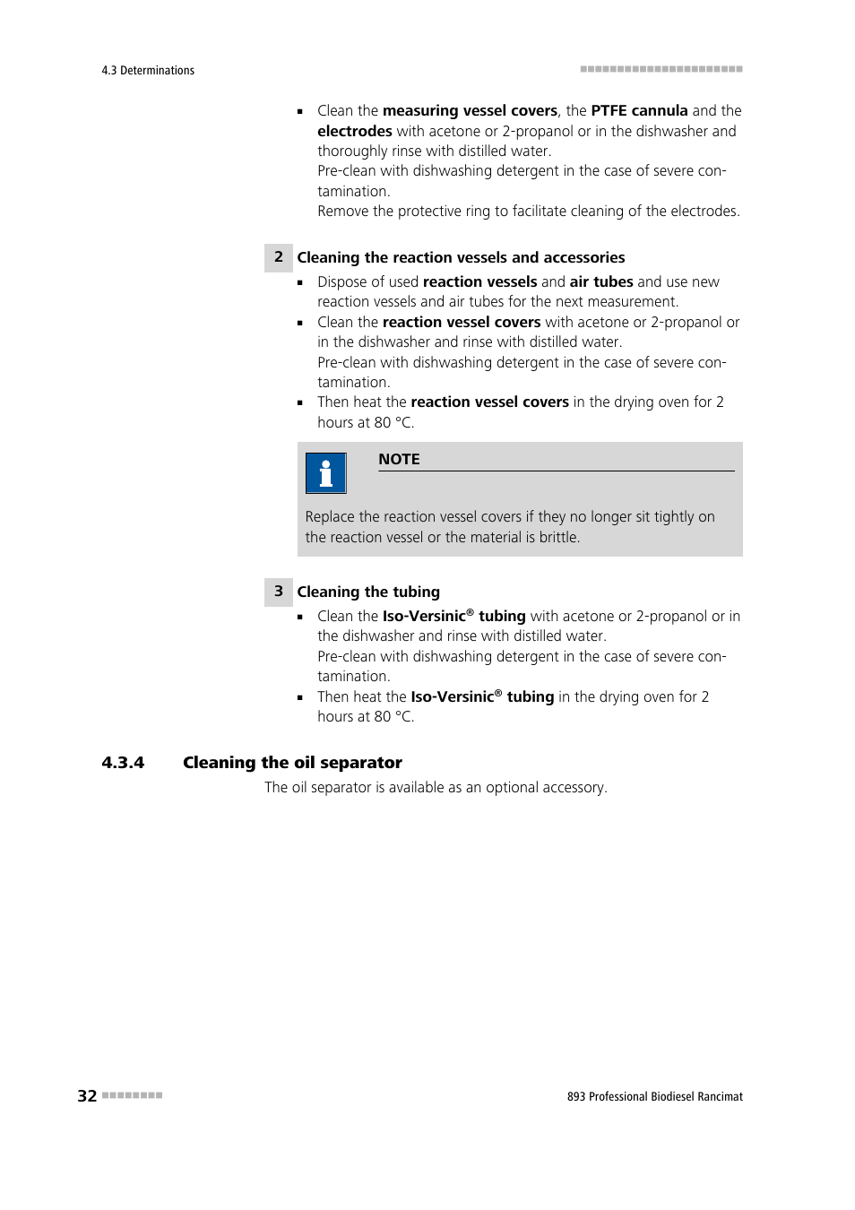 4 cleaning the oil separator, Cleaning the oil separator | Metrohm 893 Professional Biodiesel Rancimat User Manual | Page 40 / 60