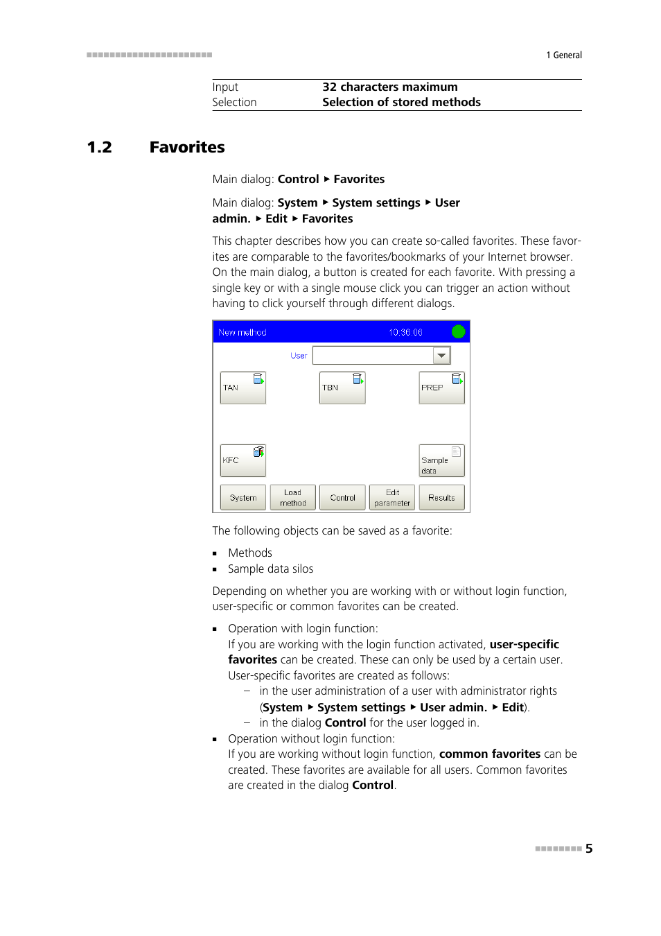 2 favorites, Favorites | Metrohm 840 PC Control 6.0 / Touch Control User Manual | Page 11 / 34
