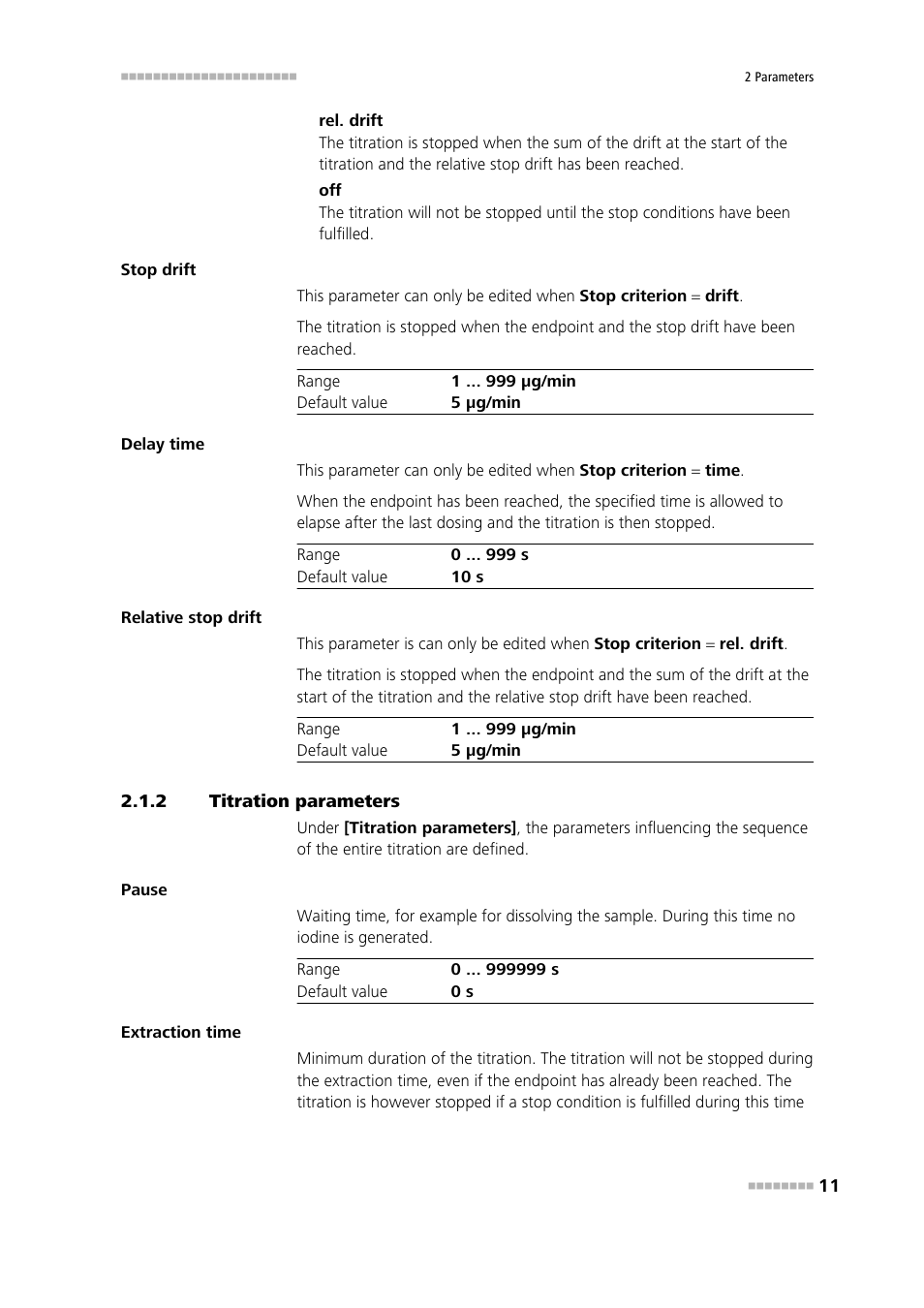 2 titration parameters, Titration parameters | Metrohm 840 PC Control 6.0 / Touch Control User Manual | Page 17 / 34