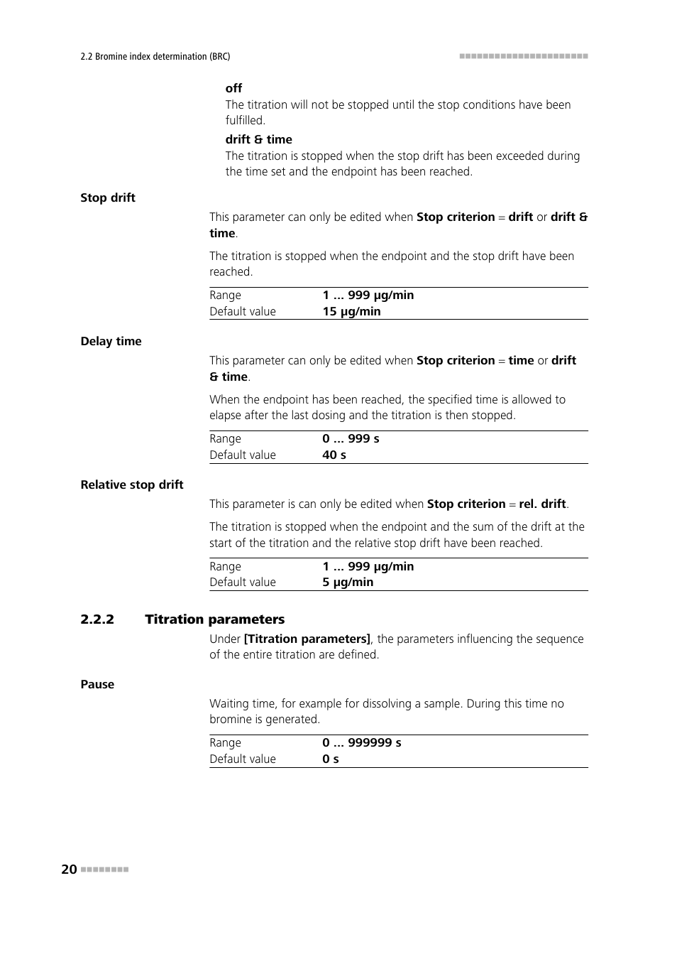 2 titration parameters, Titration parameters | Metrohm 840 PC Control 6.0 / Touch Control User Manual | Page 26 / 34