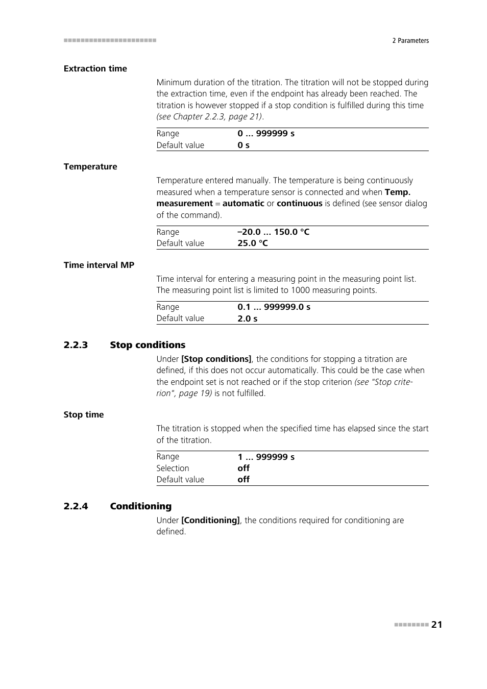 3 stop conditions, 4 conditioning, Stop conditions | Conditioning | Metrohm 840 PC Control 6.0 / Touch Control User Manual | Page 27 / 34