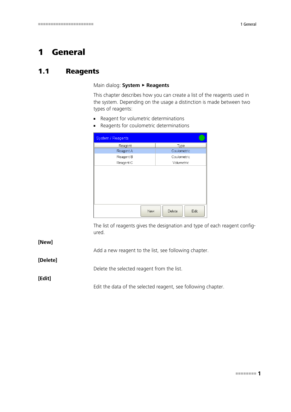 1 general, 1 reagents, Reagents | Metrohm 840 PC Control 6.0 / Touch Control User Manual | Page 7 / 34