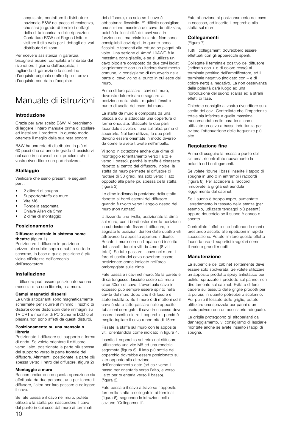 Manuale di istruzioni | Bowers & Wilkins Speaker User Manual | Page 13 / 27