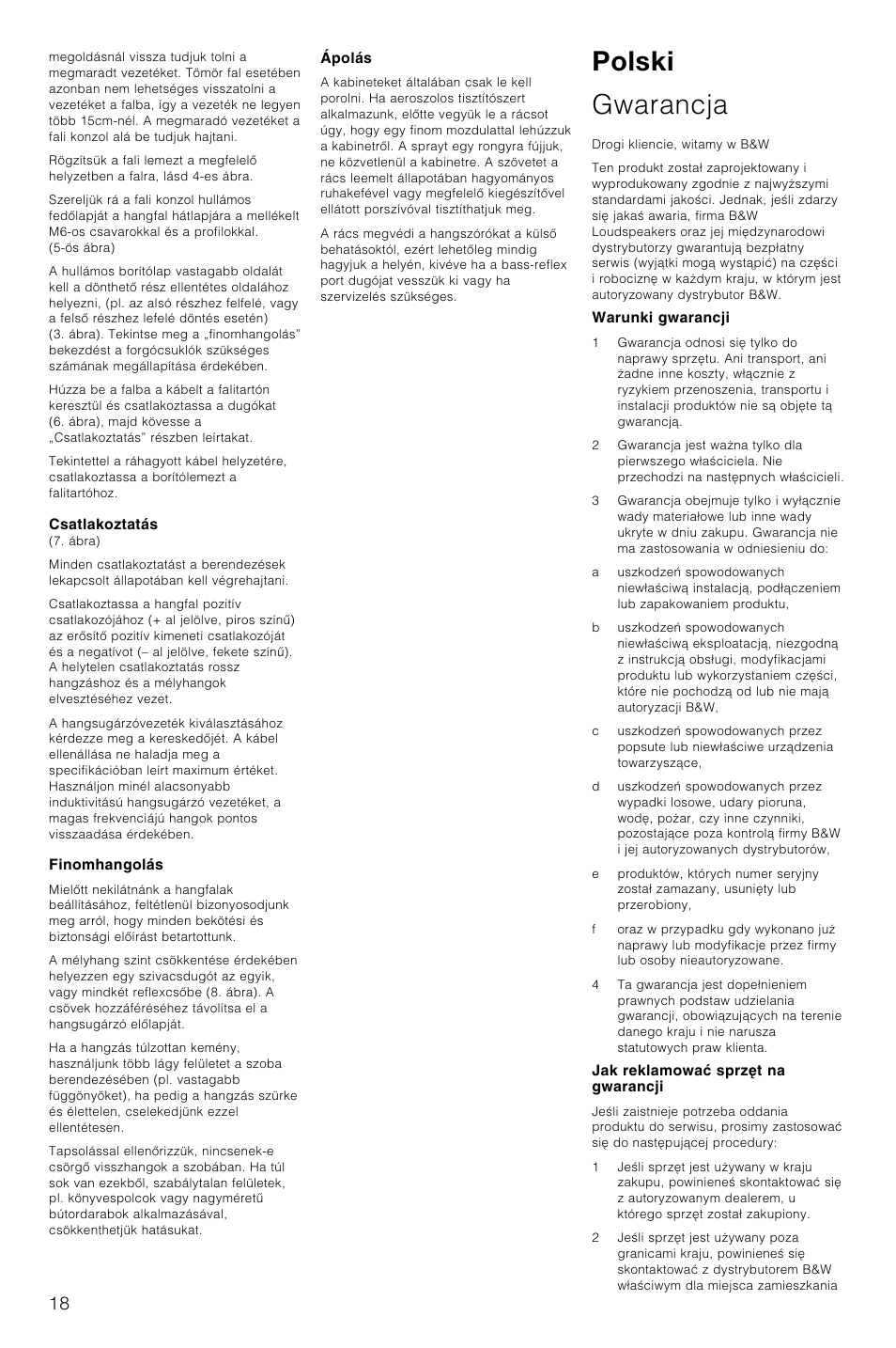 Polski gwarancja | Bowers & Wilkins Speaker User Manual | Page 21 / 27