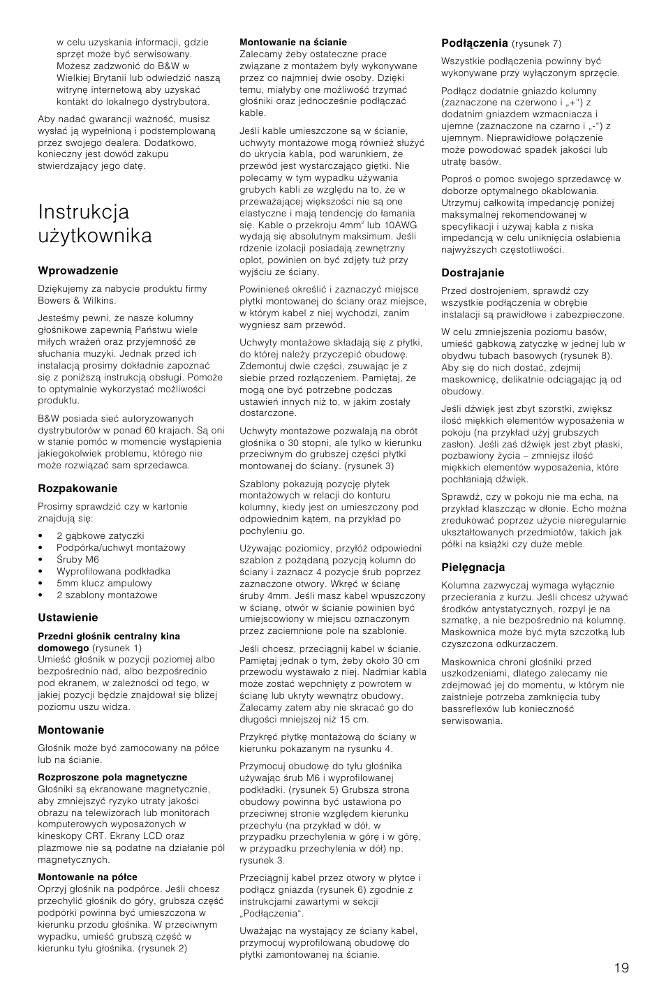 Instrukcja uãytkownika | Bowers & Wilkins Speaker User Manual | Page 22 / 27